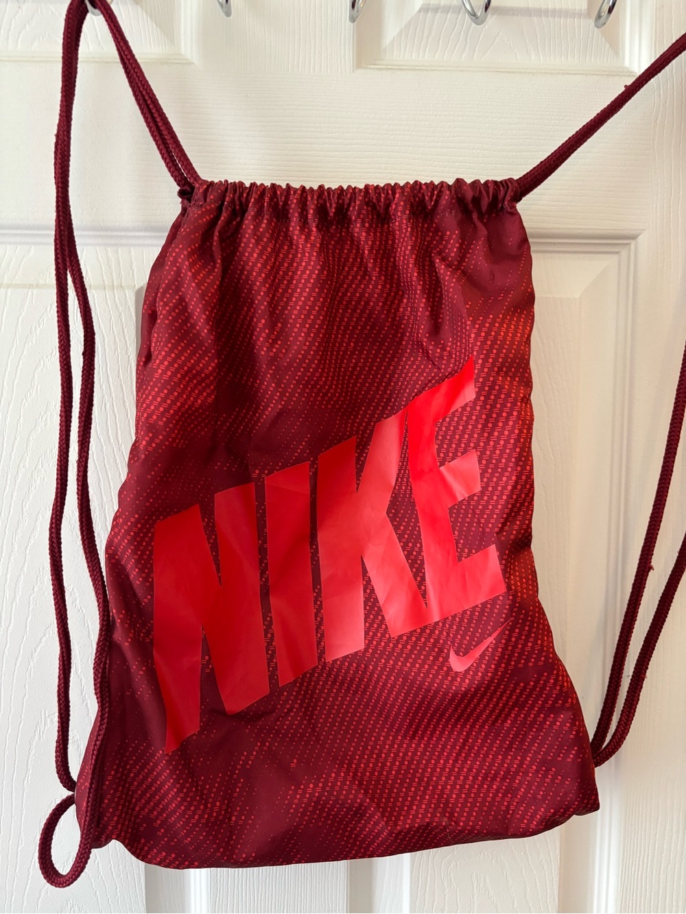 Nike Maroon and Bright Red Drawstring Backpack